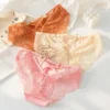 Lace Trim Cotton Thong Panties (Bronze/Pink/Beige-Single)