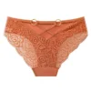 Lace Trim Cotton Thong Panties (Bronze/Pink/Beige-Single)